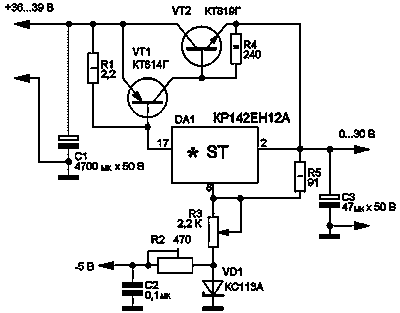 Схема лабораторного импульсного блока питания на ИМС IR2153
