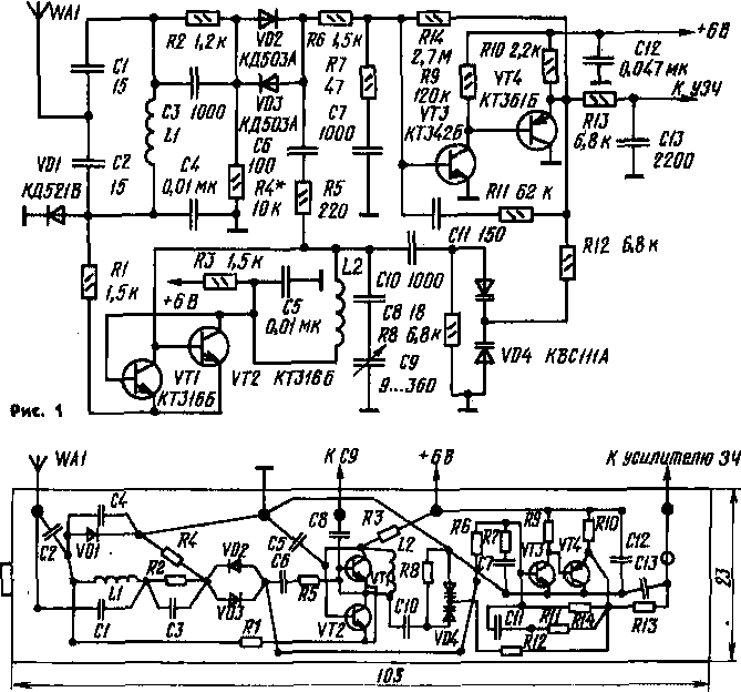 Сверхрегенеративный приемник на одном транзисторе УКВ диапазона